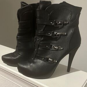 Shi by JOURNEYS Black Buckle Heeled Boots